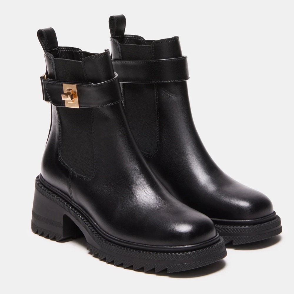 NEW! Steve Madden GATES Black Leather Boots Size 8.5 $130